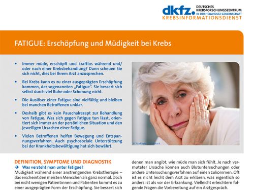 Informationsblatt "Fatigue: Erschöpfung und Müdigkeit bei Krebs" © Krebsinformationsdienst, DKFZ