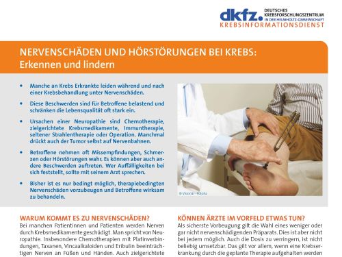 Informationsblatt "Nervenschäden und Hörstörungen bei Krebs: Erkennen und lindern" © Krebsinformationsdienst, DKFZ