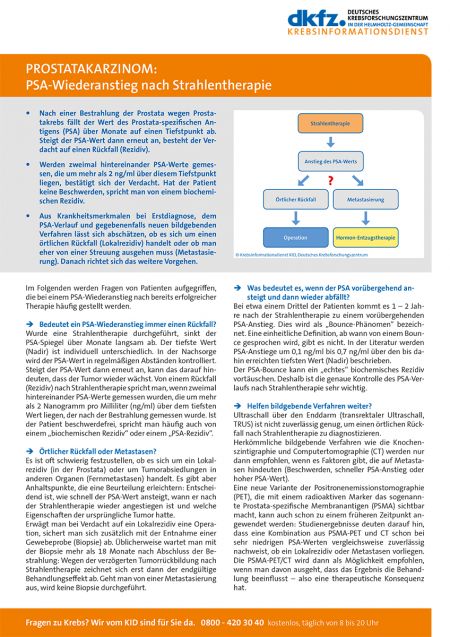 Informationsblatt "Prostatakarzinom: PSA-Wiederanstieg nach Strahlentherapie" © Krebsinformationsdienst, DKFZ