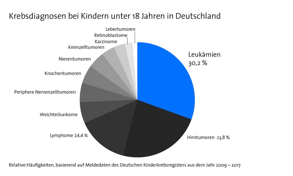 Krebsdiagnose bei Kindern unter 18 Jahren in Deutschland. © Deutsches Kinderkrebsregister